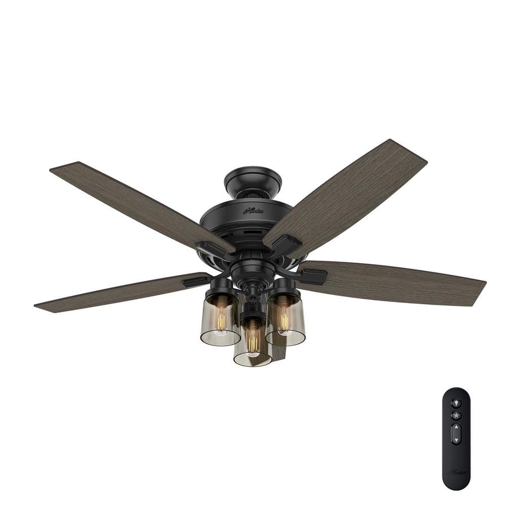 Black + Decker 52 3-Blade Ceiling Fan with Light Kit and Remote -  Mahogany/Natural Wood