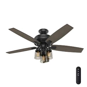 Bennett 52 in. LED Indoor Matte Black Ceiling Fan with 3-Light Kit and Handheld Remote Control