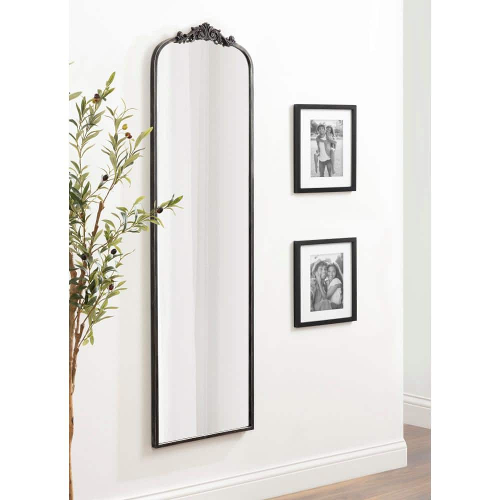 Arendahl Antique Black Full Length Rectangular Mirror with Ornate Crown