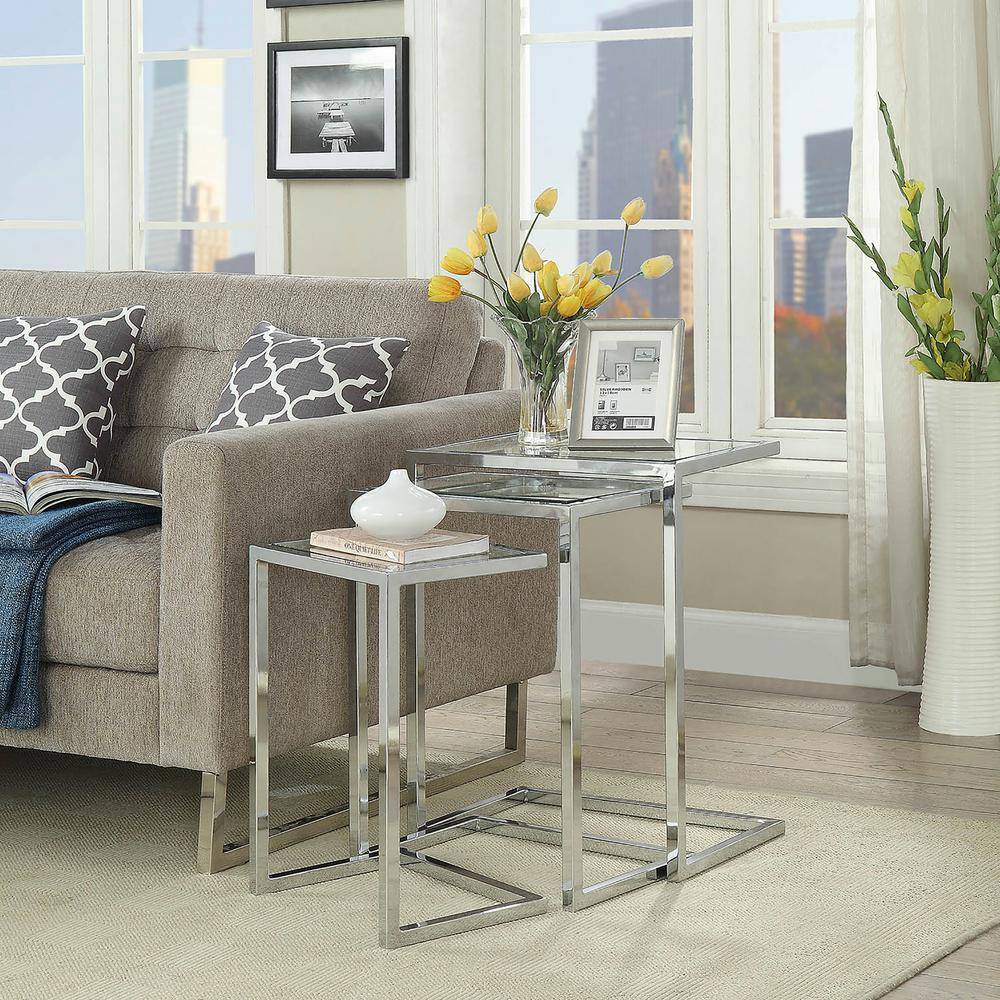 Addison Chrome and Clear Glass Nesting Table Set