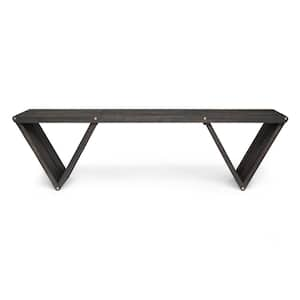 Dark Grey Acacia Wood Outdoor Bench for Patio