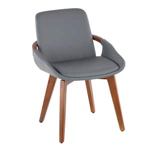 Cosmo Walnut Wood and Grey Faux Leather Chair