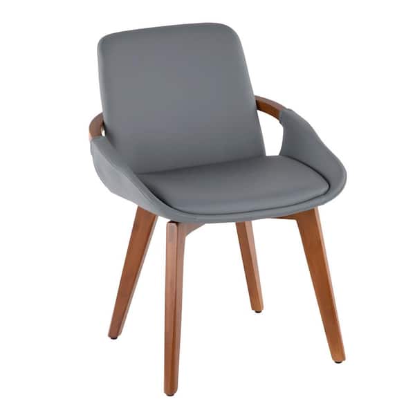 Lumisource Cosmo Walnut Wood and Grey Faux Leather Chair