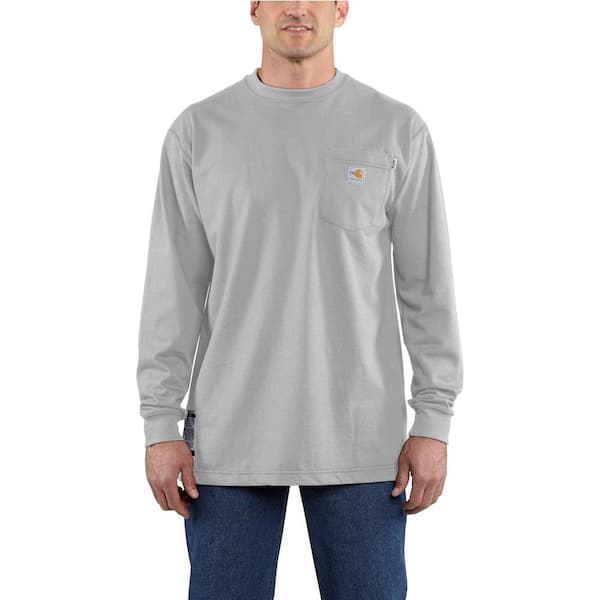 Carhartt Men's Tall 3X-Large Light Gray FR Force Cotton Long Sleeve T-Shirt