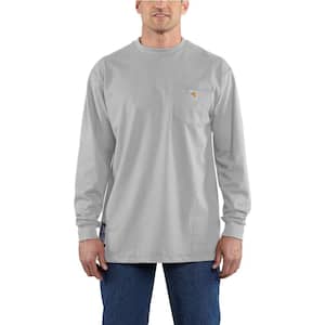 Men's Regular 2X-Large Light Gray FR Force Cotton Long Sleeve T-Shirt