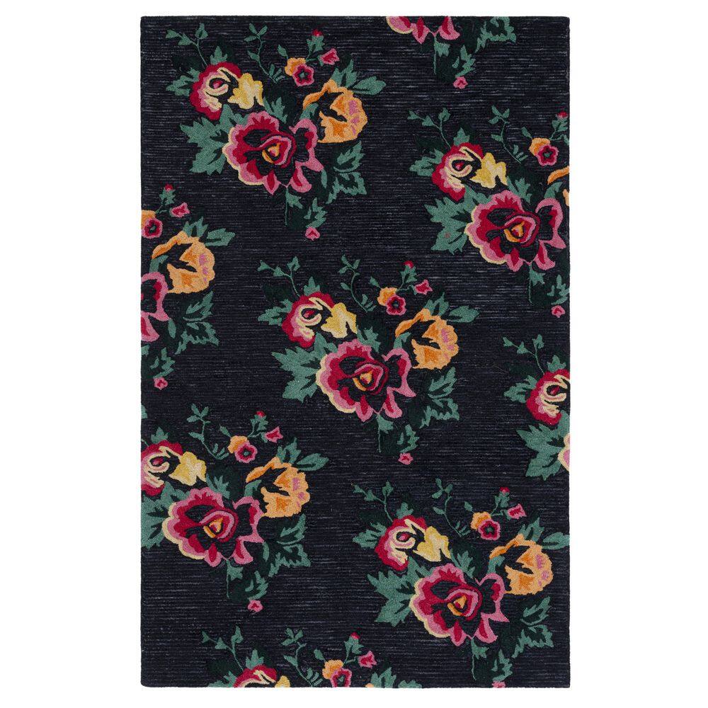 Jardin Black/Pink Doormat 3 ft. x 5 ft. Floral Striped Area Rug price history on PriceWatchPro