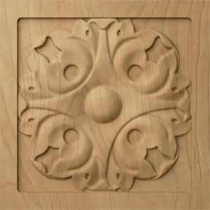 5-1/8 in. x 7/8 in. x 5-1/8 in. Unfinished Wood Maple Large Leaf Rosette