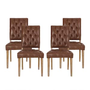 Uintah Cognac Brown and Natural Tufted Dining Chair (Set of 4)