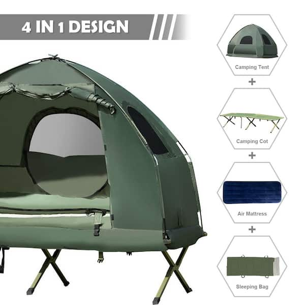 ANGELES HOME 2-Person Polyester Foldable Outdoor Camping Tent Cot with Air  Mattress and Sleeping Bag 8CK39-OP30 - The Home Depot