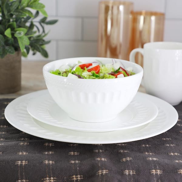 GIBSON elite Cameria 16-Piece Bone China Embossed Dinnerware Set