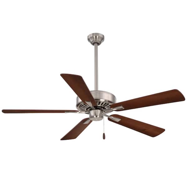 MINKA-AIRE Contractor Plus 52 in. Indoor Brushed Nickel with Medium Maple/Dark Walnut Ceiling Fan