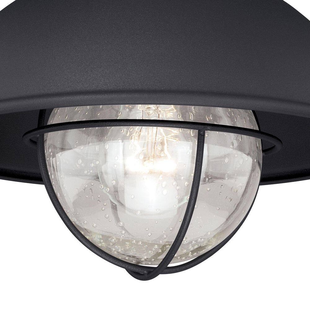 Harwich 10" Black Glass Outdoor Flush Mount Ceiling Light