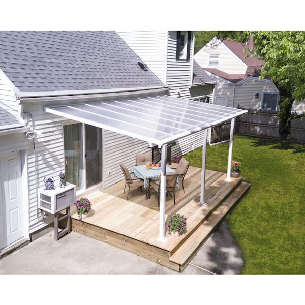 Olympia 10 ft. x 18 ft. White/White Aluminum Patio Cover