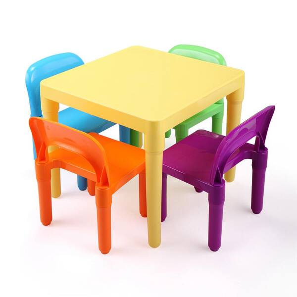 TOBBI Kid Furniture with 1 Activity Table and 4 Colorful Chairs Set (5