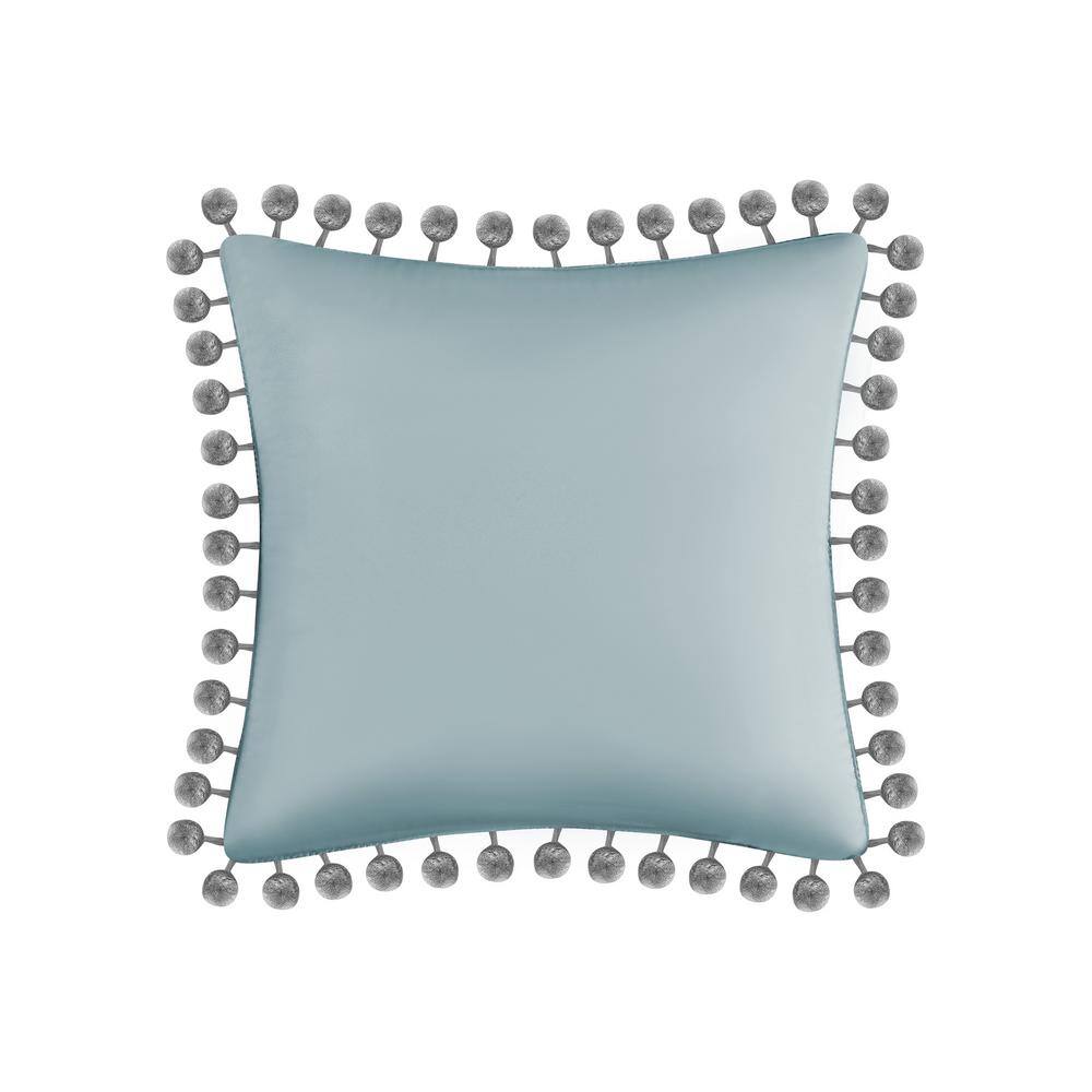 Aqua and Beige Embroidered Decorative Pillow Set