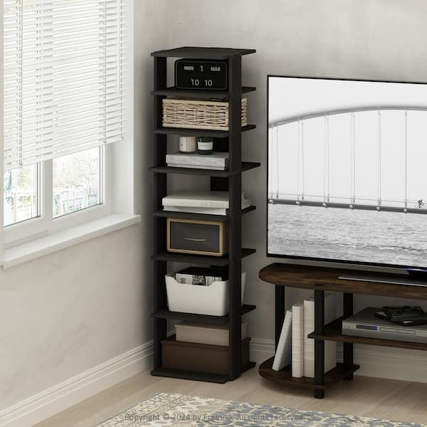 Furinno Compact 46.77 in. Tall Espresso Wood 8-shelf Corner Bookcase