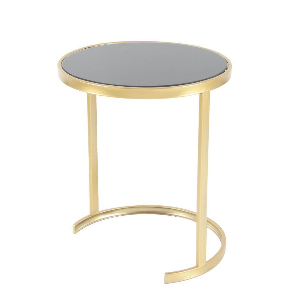 Elegant Gold Metal and Mirrored Glass Round Nesting Tables, Set of 3