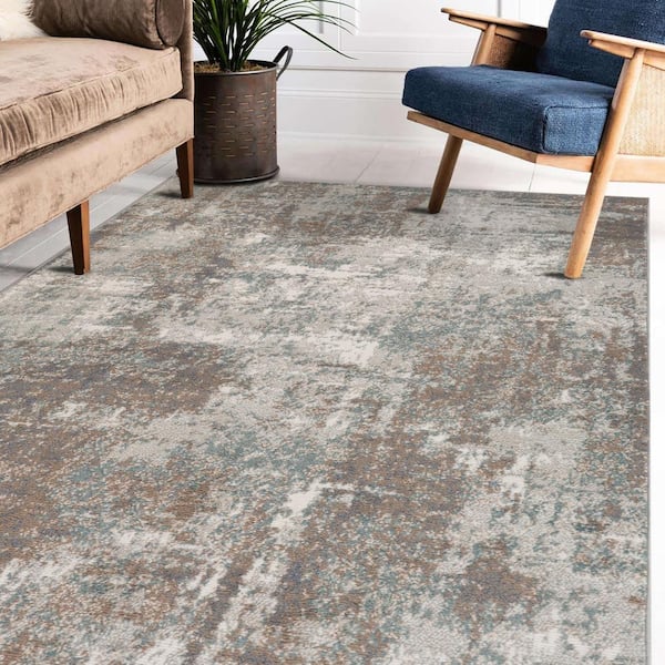 Alpine 8 x 10 Light Brown Abstract Pattern Area Rug for High Traffic Living Room Dining Room Bedroom