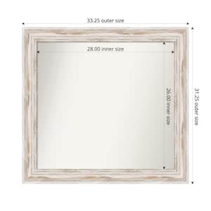 Alexandria Whitewash 33.25 in. x 31.25 in. Custom Non-Beveled Wood Framed Bathroom Vanity Wall Mirror