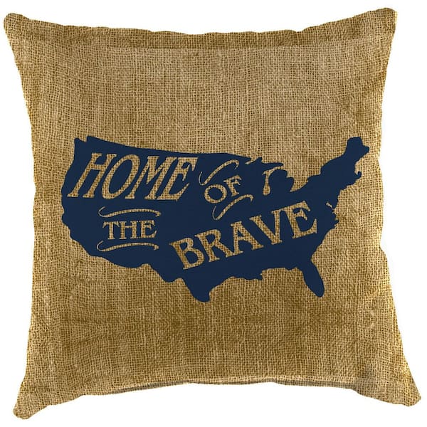 Jordan Manufacturing 16 in. L x 16 in. W x 4 in. T Square Outdoor Throw Pillow in Home of the Brave