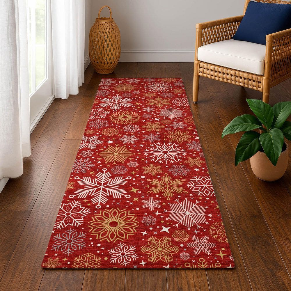 Mayfield Premium Machine Washable Abstract AMF1823 Red 2 ft. 3 in. x 7 ft. 6 in. Runner Rug price history on PriceWatchPro