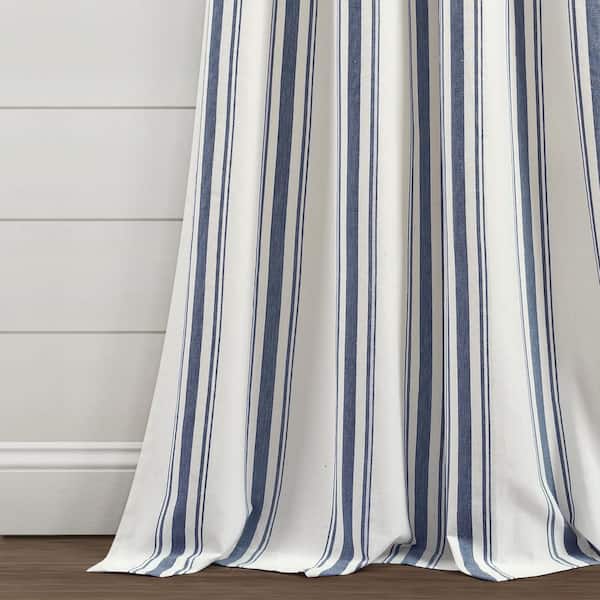 Blue and white Striped curtains blue and white linen curtains drapes  drapery navy stripe curtains designer curtain panel extra long blue