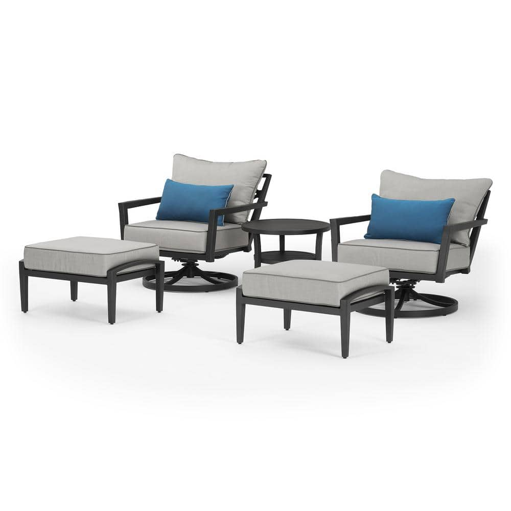 Venetia 5-Piece Aluminum Patio Conversation Seating Set with Sunbrella Gray Cushions and Motion Club Chairs -  RST BRANDS, OP-ALCLB5M-VEN