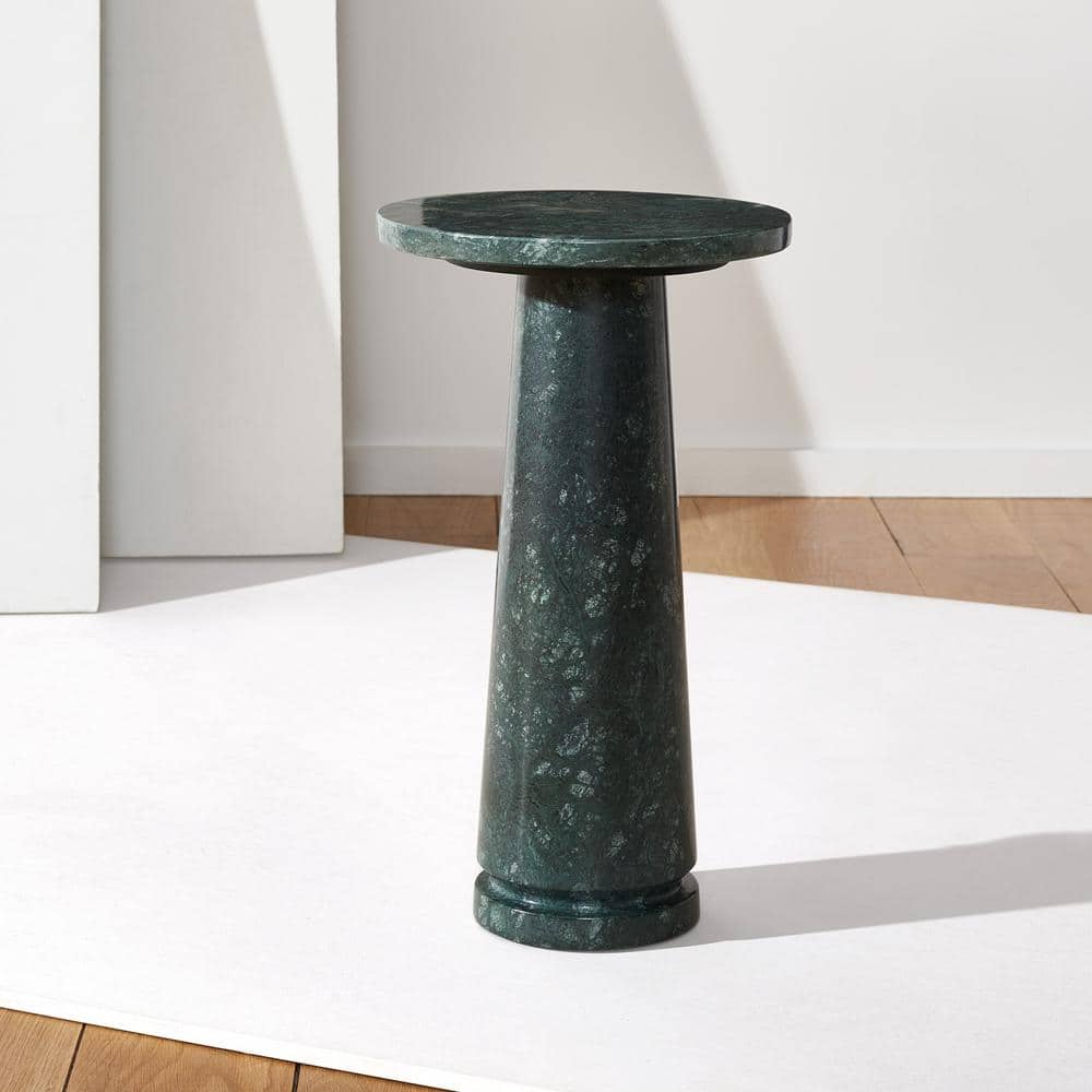 Valentia 10 in. Green Round Marble End Table - thumbnail 7