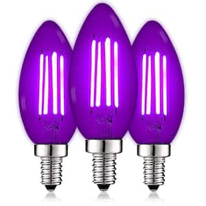 40-Watt Equivalent LED Purple Light Bulbs, 4.5-Watt, Colored Glass Candelabra Bulb, UL Listed, E12 Base (3-Pack)