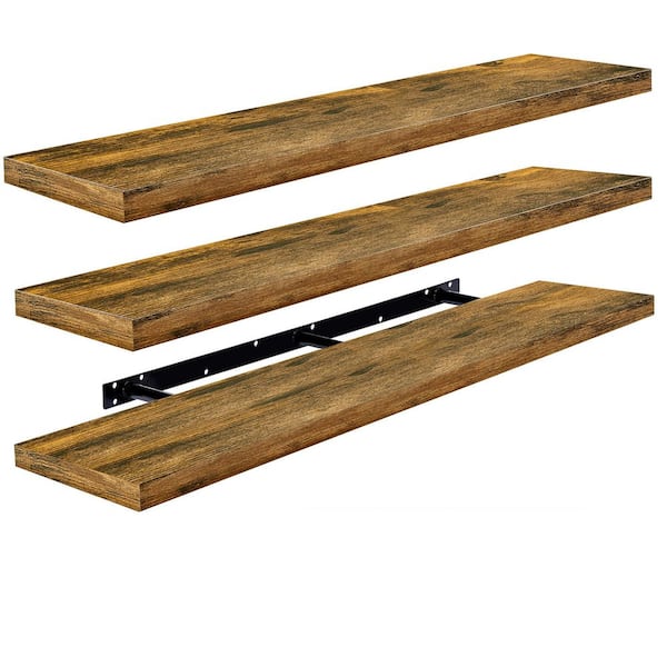 Floating Shelves for Wall - Extra-Long Shelves (3-Pack), 55 in. W x 9.25 in. D Brown Composite Decorative Wall Shelf