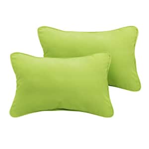 Sunbrella Macaw Green Rectangular Outdoor Corded Lumbar Pillows (2-Pack)