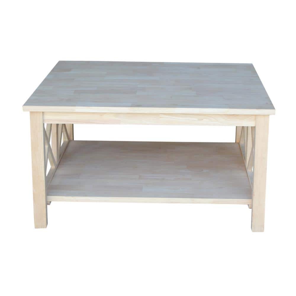 Hampton 41" Natural Wood Square Coffee Table with Storage