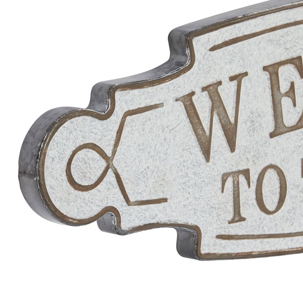 Rustic Beige and Off-White Iron Farmhouse Welcome Sign