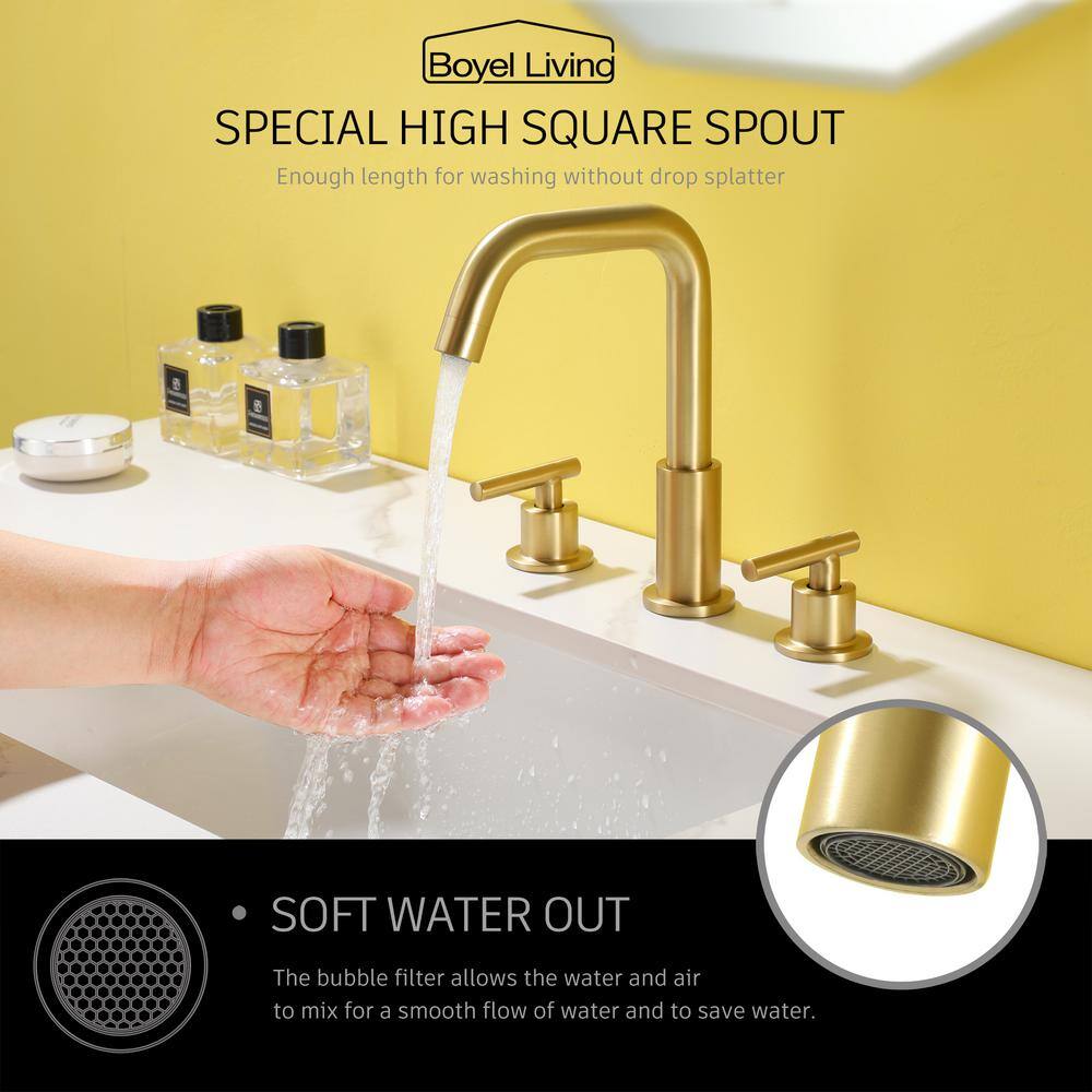 Brushed Gold Solid Brass Widespread Bathroom Faucet