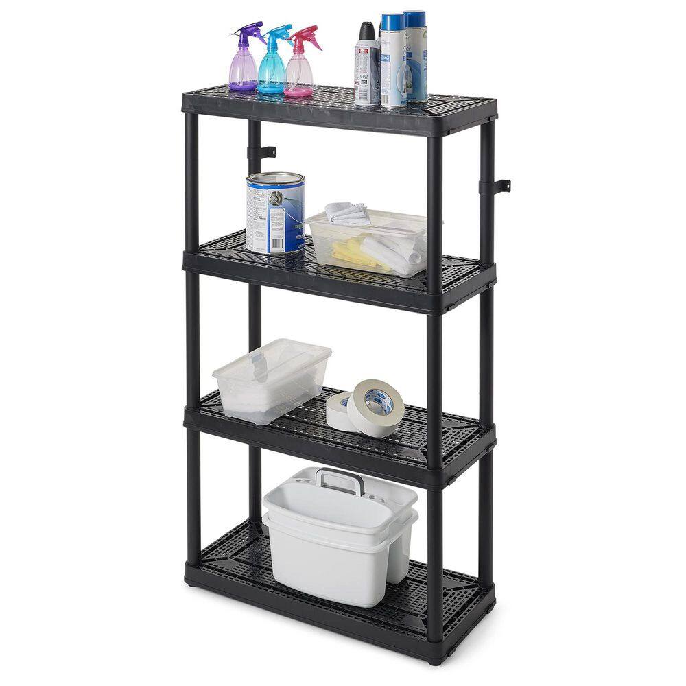 Black 4-Tier Resin Indoor/Outdoor Storage Shelving Unit