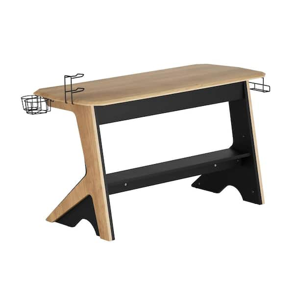 57 in. L Computer Writing Desk with 2-Cupholders and a Headphone Hook  TECH-LQR3D-PN - The Home Depot