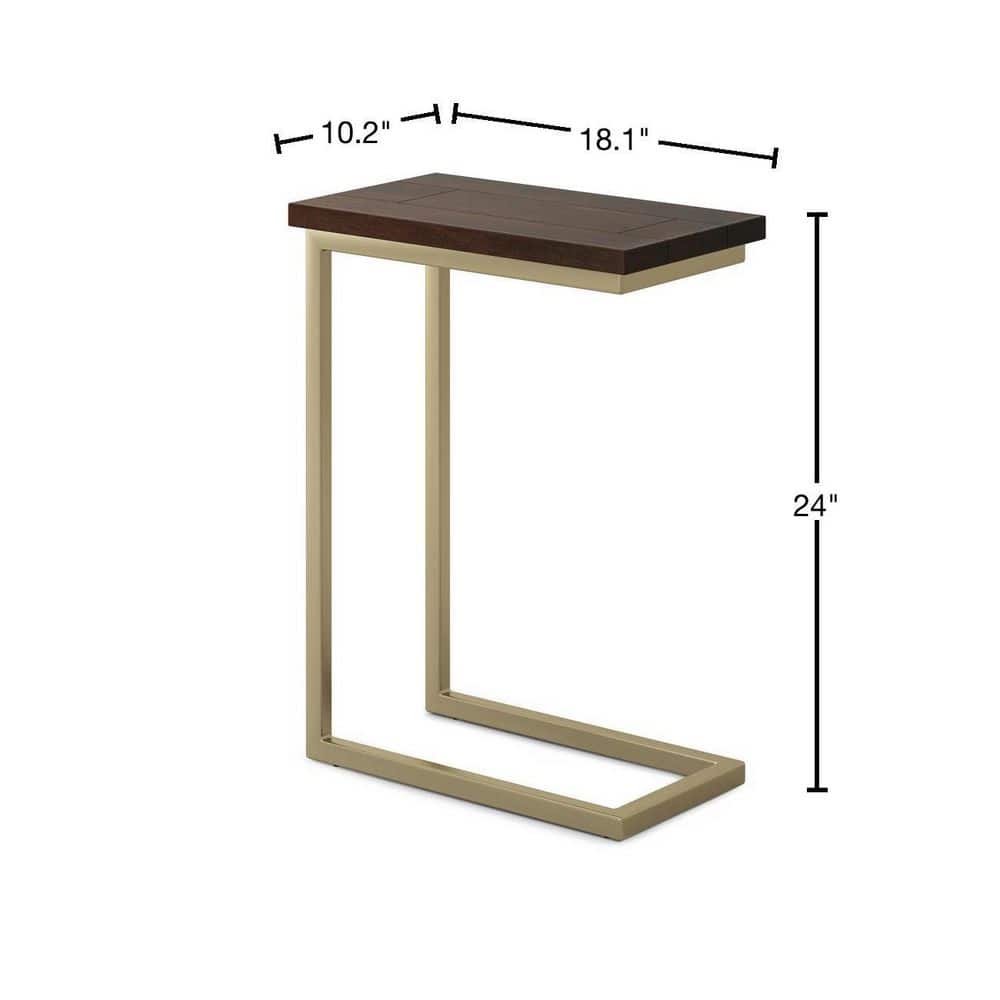 Skyler Medium Brown Mango Wood and Gold Metal C Side Table