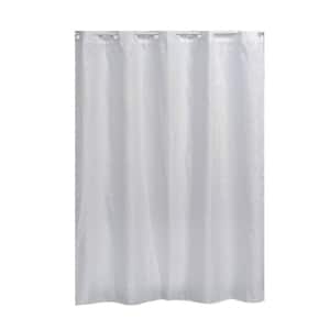 Hookless Shower Curtain Polyester Cubic- Color Matching Hooks 71 in. L x 79 in. H/ 180 x 200 cm White