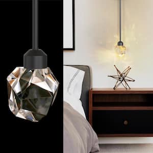 1-Light 5-Watt Black Modern Geometric Crystal Integrated LED Pendant Light for Bedroom Kitchen