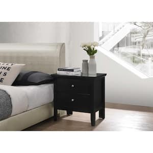 Primo 2-Drawer Black Nightstand (24 in. H x 19 in. W x 15.5 in. D)