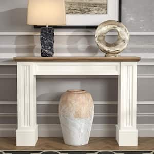 Plunto 46.5 in. Ivory with Knotty Oak Rectangle Engineer Wood Console Table