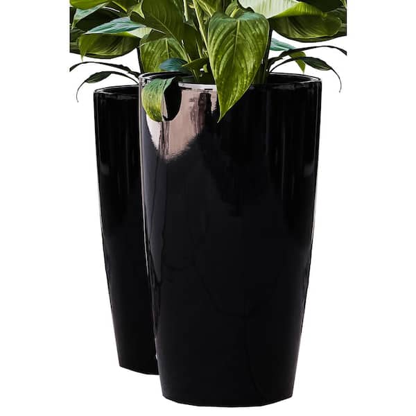Xbrand 30 In Tall Black Nested Plastic, Large Outdoor Planter Pots Home Depot