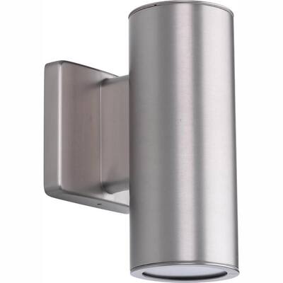 Cylinders Collection 3" Satin Nickel LED Modern Outdoor Small Up/Down Wall Lantern Light