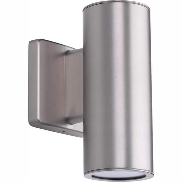 Progress Lighting Cylinders Collection 3" Satin Nickel LED Modern Outdoor Small Up/Down Wall Lantern Light