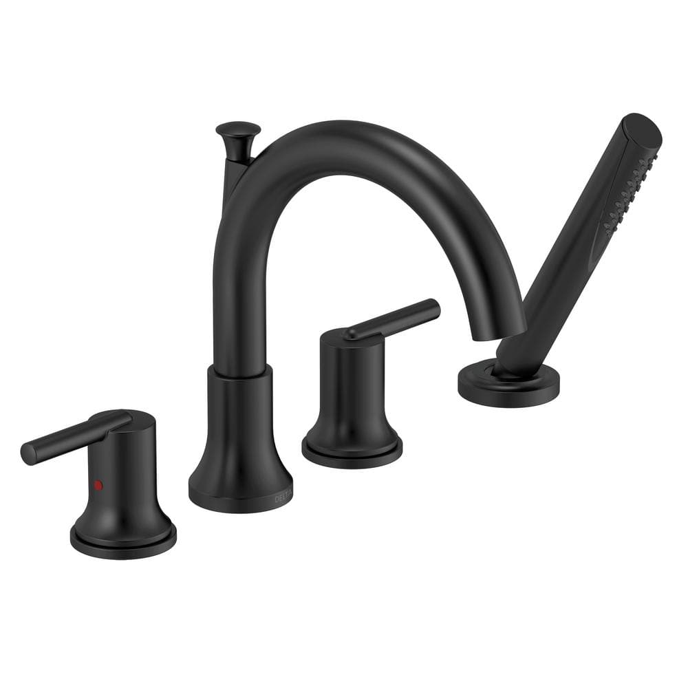 UPC 034449890595 product image for Trinsic 2-Handle Deck-Mount Roman Tub Faucet Trim Kit in Matte Black with Handhe | upcitemdb.com