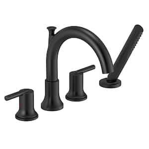 Trinsic 2-Handle Deck-Mount Roman Tub Faucet Trim Kit in Matte Black with Handheld Showerhead (Valve Not Included)