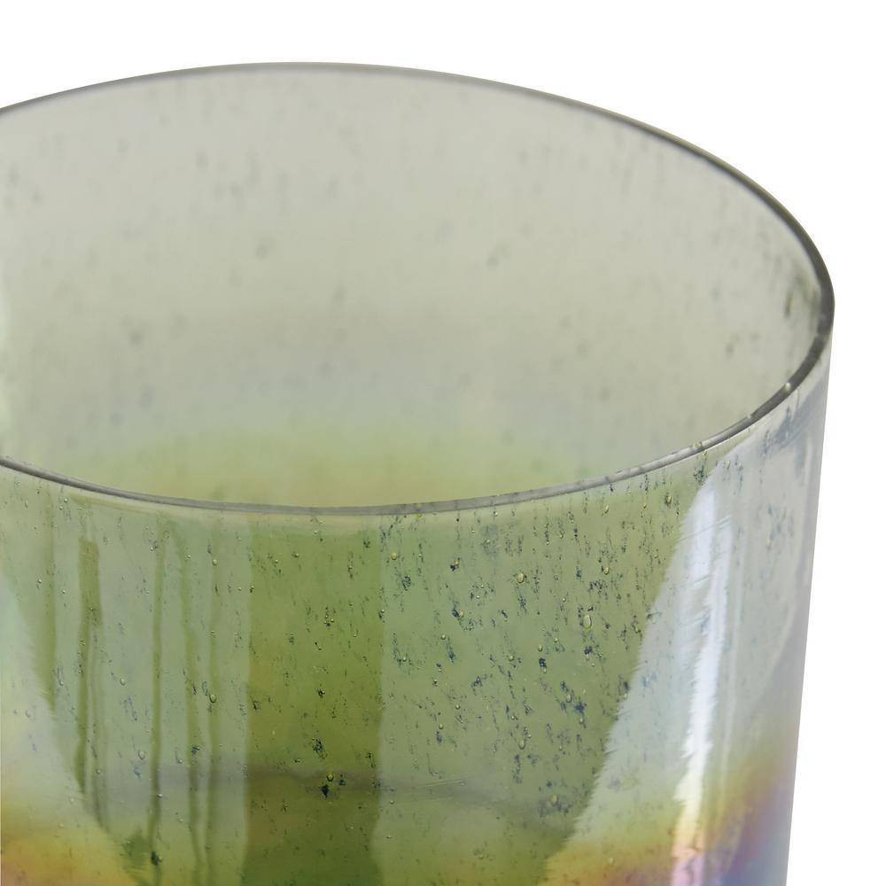 Multi Colored Ombre Wood and Glass Decorative Jars with Lids, Set of 2
