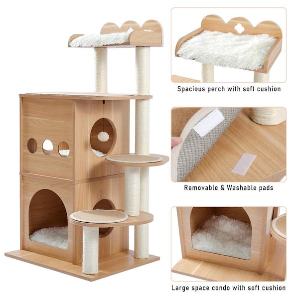 Hot Selling Straw Cat House Pet Products Natural Wooden Cat Tree