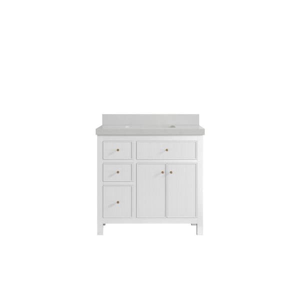 Willow Collections Sonoma 36 in. W x 22 in. D x 36 in. H Single Sink Bath Vanity Center in White with 2" Carrara Quartz Top