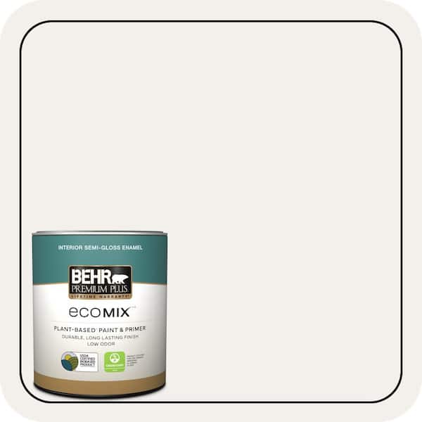 1 qt. Home Decorators #HDC-MD-06 Nano White Semi-Gloss Enamel EcoMix Plant-Based Interior Paint & Primer